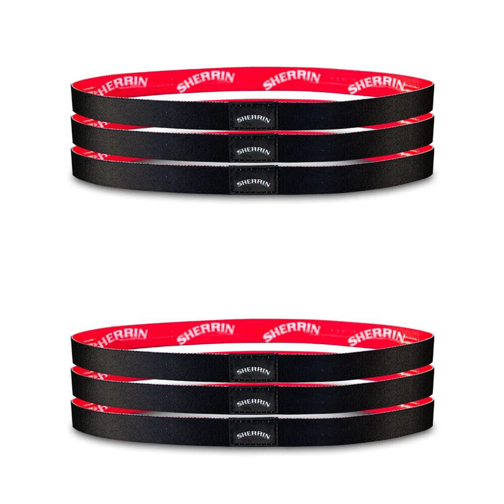 2x 3pc Sherrin Heathered Non-Slip Silicone Grip Hair Headbands Pack Black