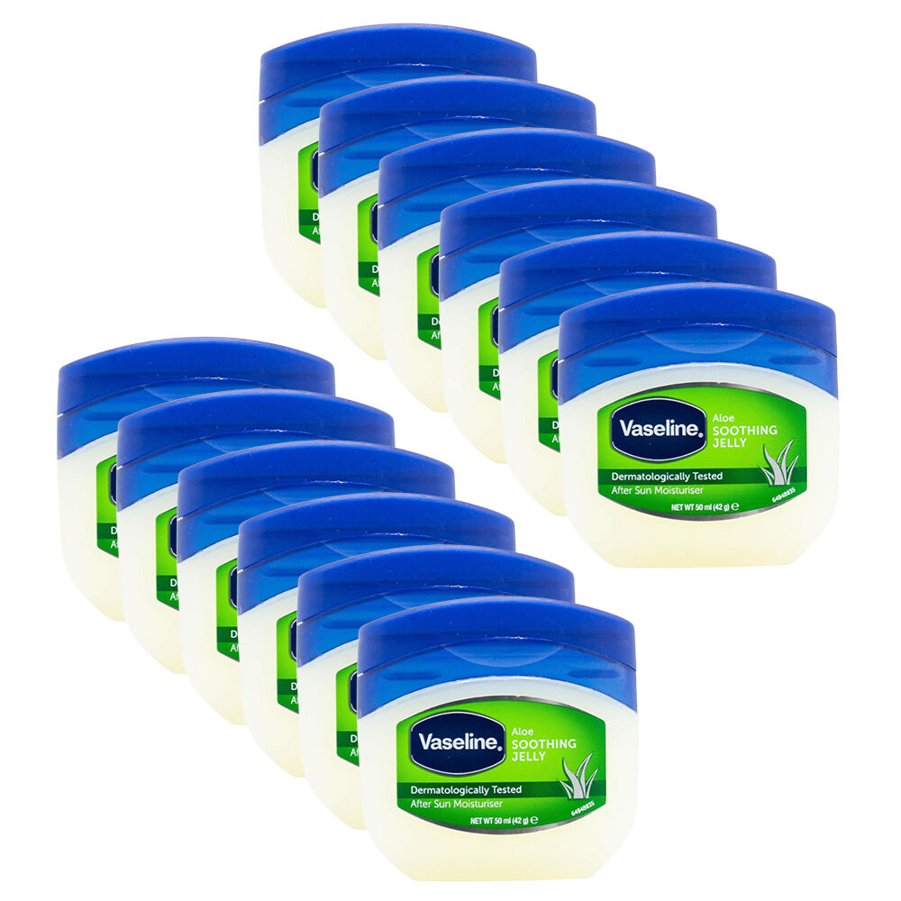 12PK Vaseline Aloe Soothing Jelly After Sun Moisturiser For All Skin Types 50ml