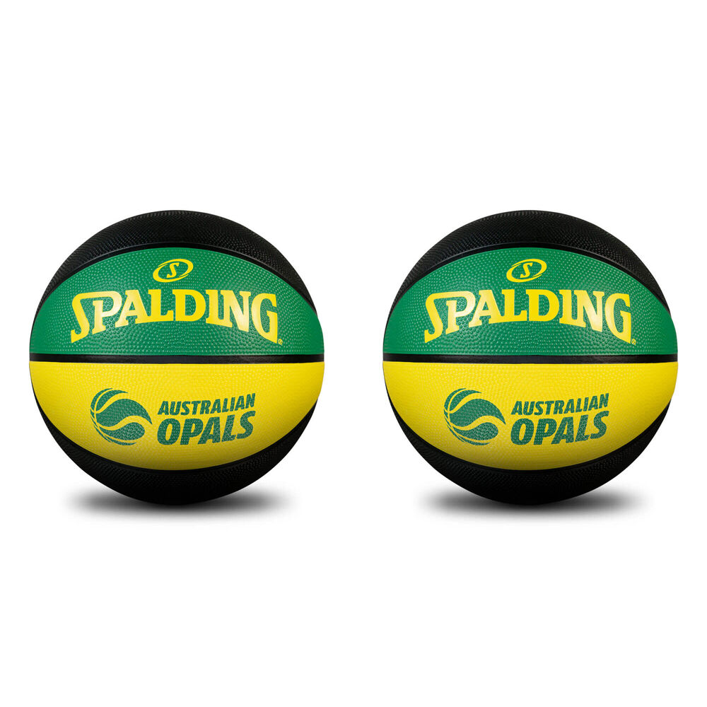 2PK Spalding Australian Opals Outdoor Rubber Basketball Size 6 Yellow/Green