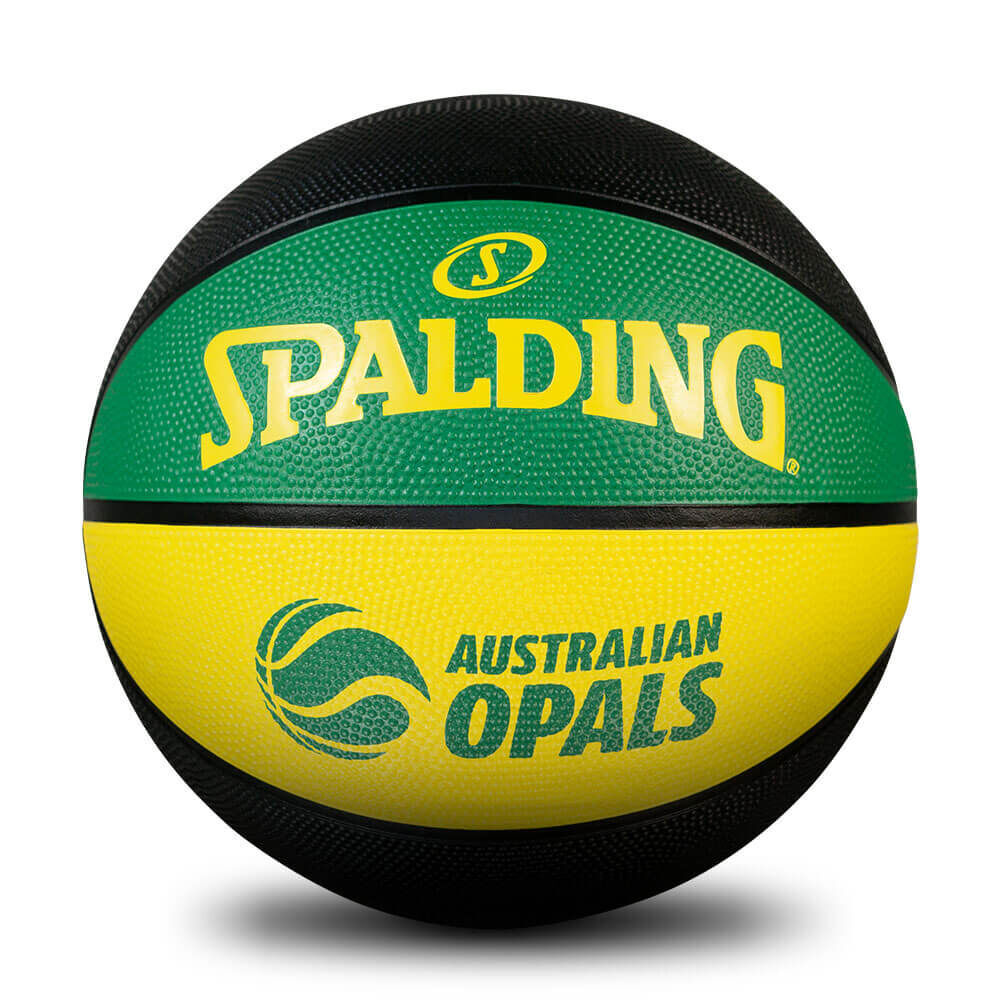 2PK Spalding Australian Opals Outdoor Rubber Basketball Size 6 Yellow/Green
