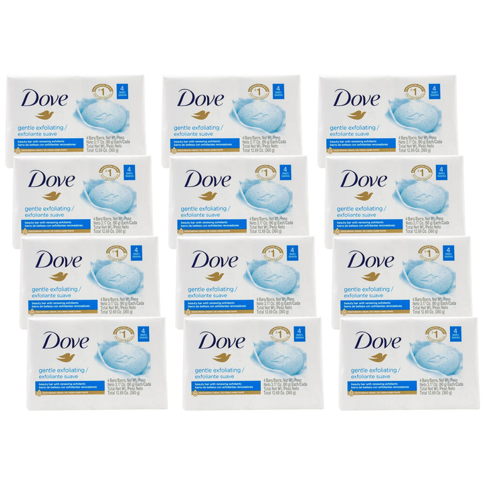 48pc Dove 90G Beauty Soap Bar Bath Body Wash - Gentle Exfoliating