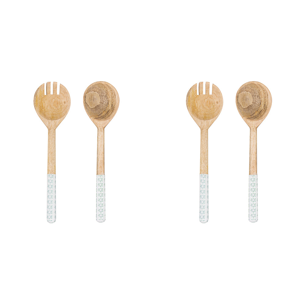 2PK Ladelle Chelsea Mango Wood Salad Servers Spoon/Fork Kitchen Utensil