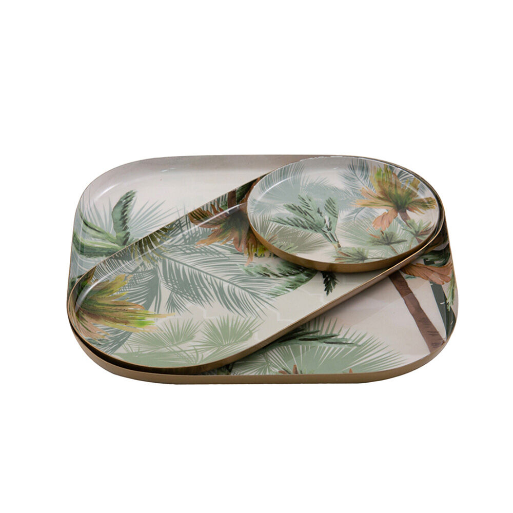 3pc Ladelle Panama Metal Food Serving Tray Durable Home/Kitchen Decor Assorted