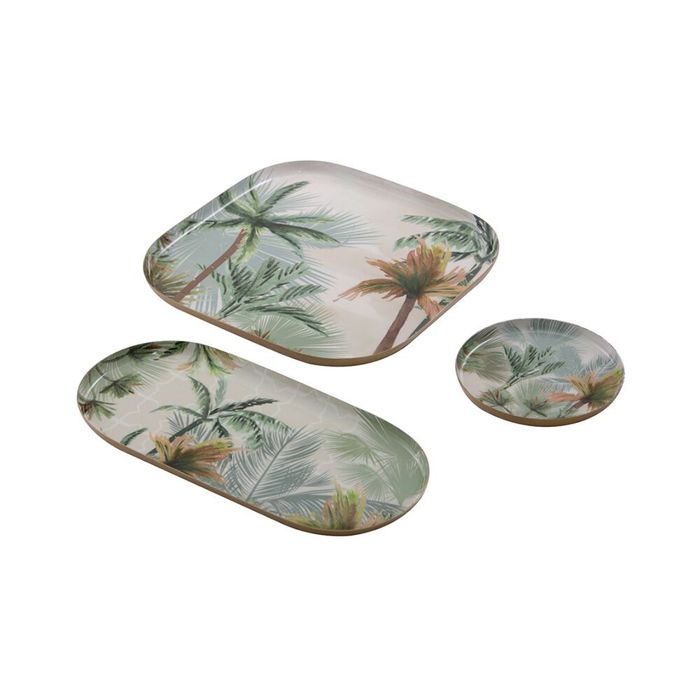 3pc Ladelle Panama Metal Food Serving Tray Durable Home/Kitchen Decor Assorted