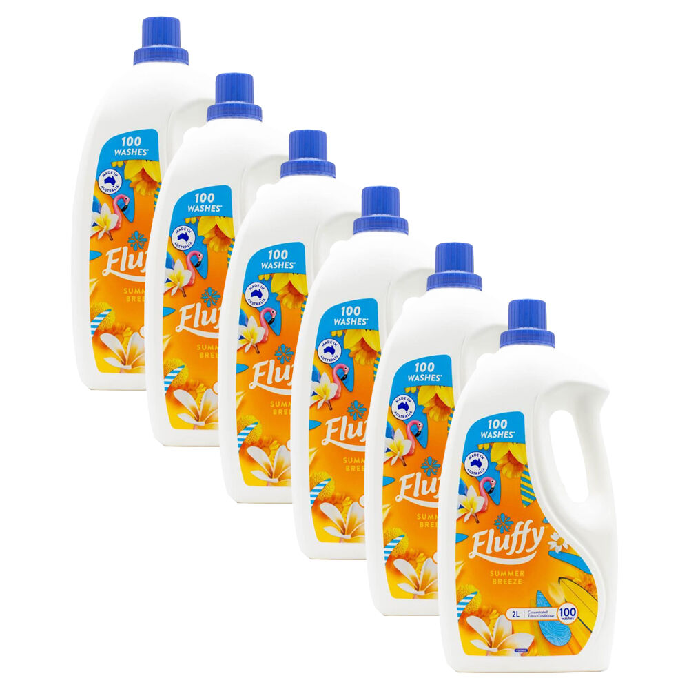6PK Fluffy 2L Concentrated Fabric Conditioner Summer Breeze