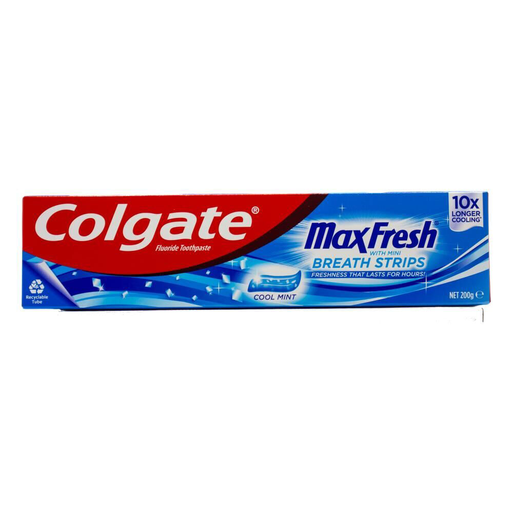12PK Colgate 200g Toothpaste Max Fresh w/ Mini Breath Strips Cool Mint