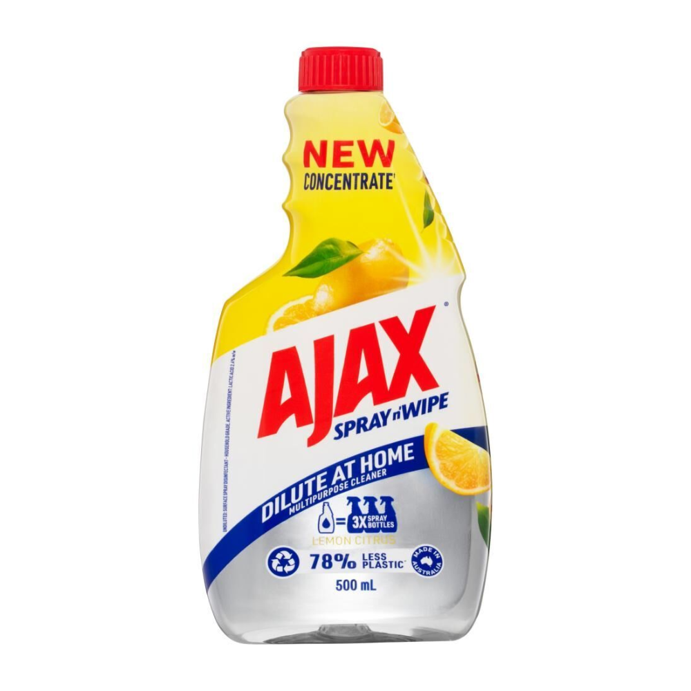 8x Ajax 500ml Multi Purpose Cleaner Spray & Wipe Lemon