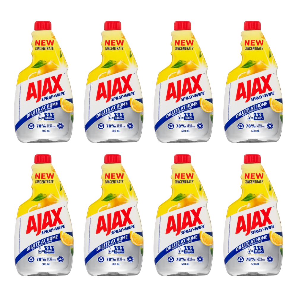 8x Ajax 500ml Multi Purpose Cleaner Spray & Wipe Lemon