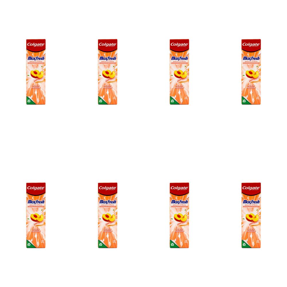 8PK Colgate 100g Toothpaste Max Fresh w/ Mini Breath Strips Peach Passion