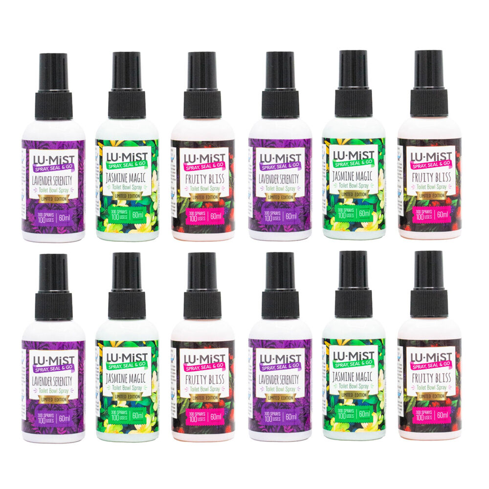 12PK Lumist 60ml Toilet Bowl Spray Assorted Fragrance Odour Eliminator