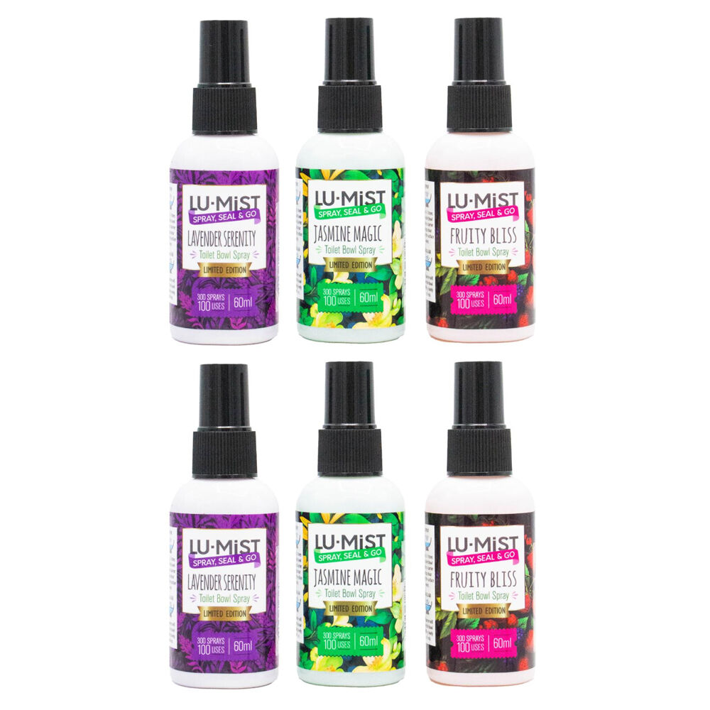 6PK Lumist 60ml Toilet Bowl Spray Assorted Fragrance Odour Eliminator