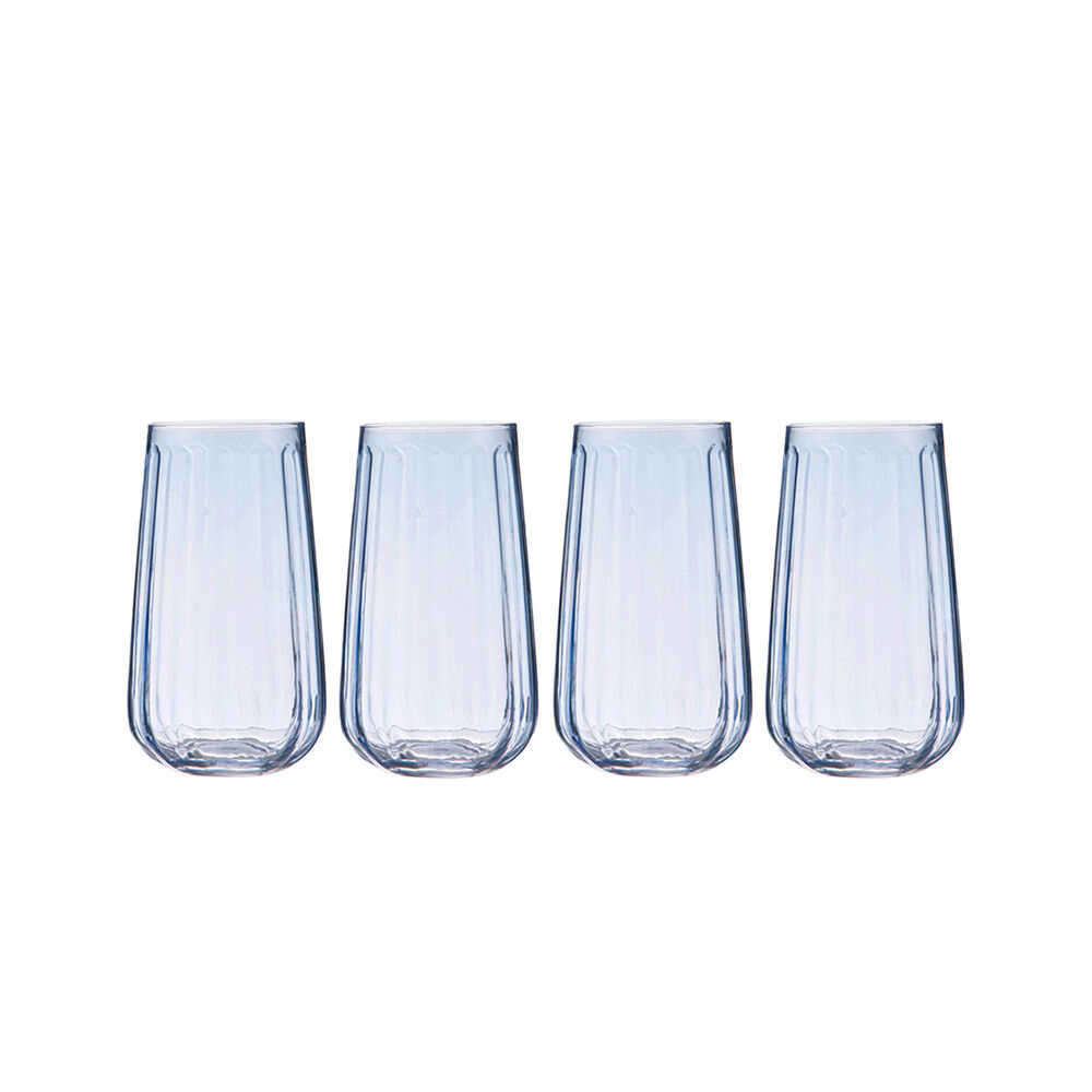 4pc Ladelle Capri Sky Highball Tumbler 550ml Tall Drinking Glass Blue