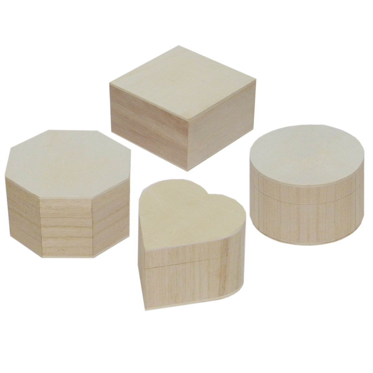 2x 4pc Boyle Craft Mini Wooden Trinket Boxes w/ Hinged Lids Set - Assorted