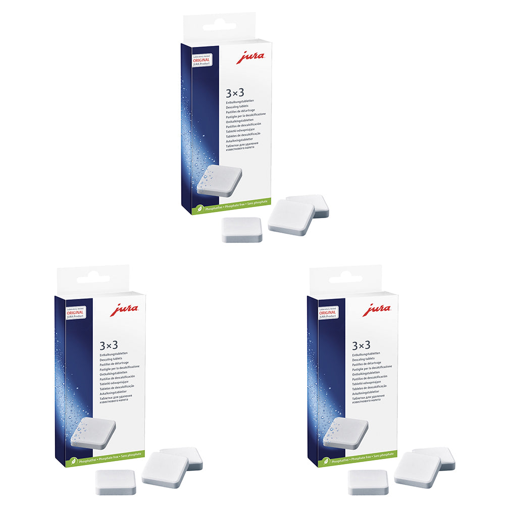 3x 9pc Jura Espresso/Coffee Machine Descaling & Protection Tablets