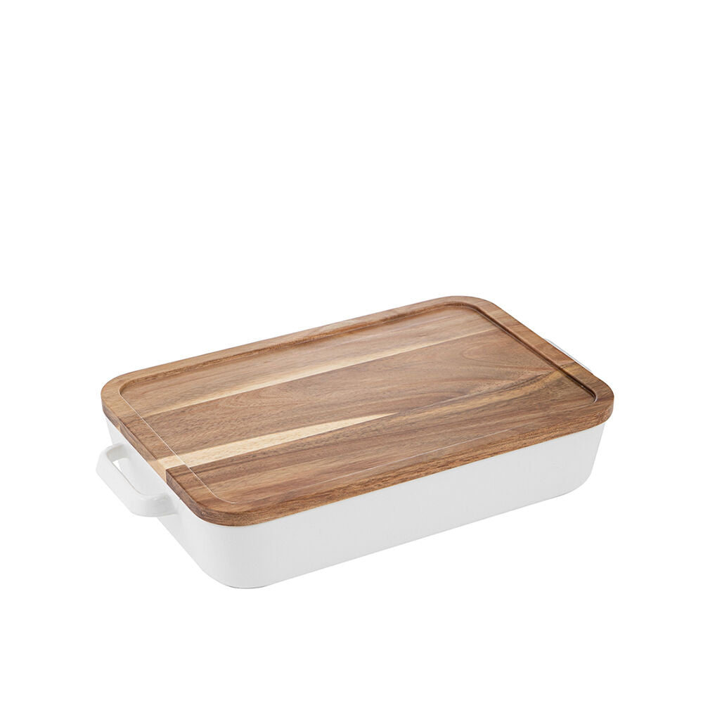 Ladelle Alto Oven To Table Wood Baking Dish w/ Lid/Trivet Heat Resistant