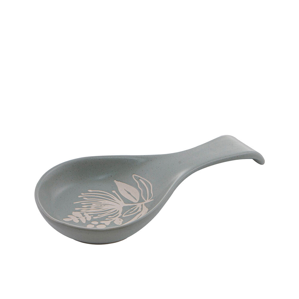 Ladelle Esperance Ceramic Spoon Rest Reusable Kitchen Utensil Green