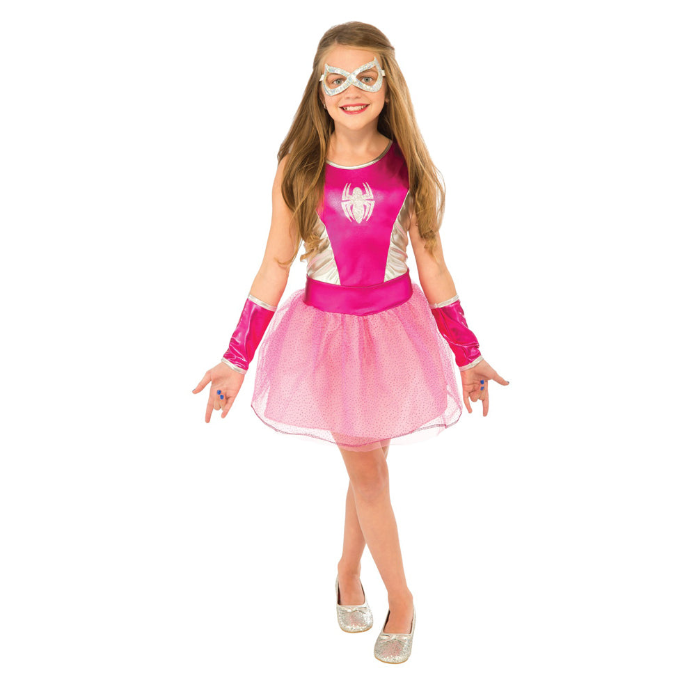 4pc Marvel Spider-Girl Pink Tutu Dress/Eyamask/Gauntlet Kids Costume