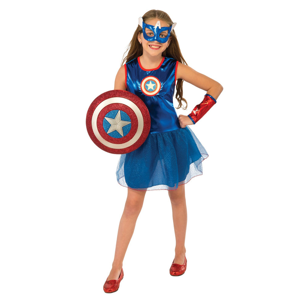 4pc Marvel Size L American Dream Tutu Dress/Eyemask/Gauntlets Kids Costume