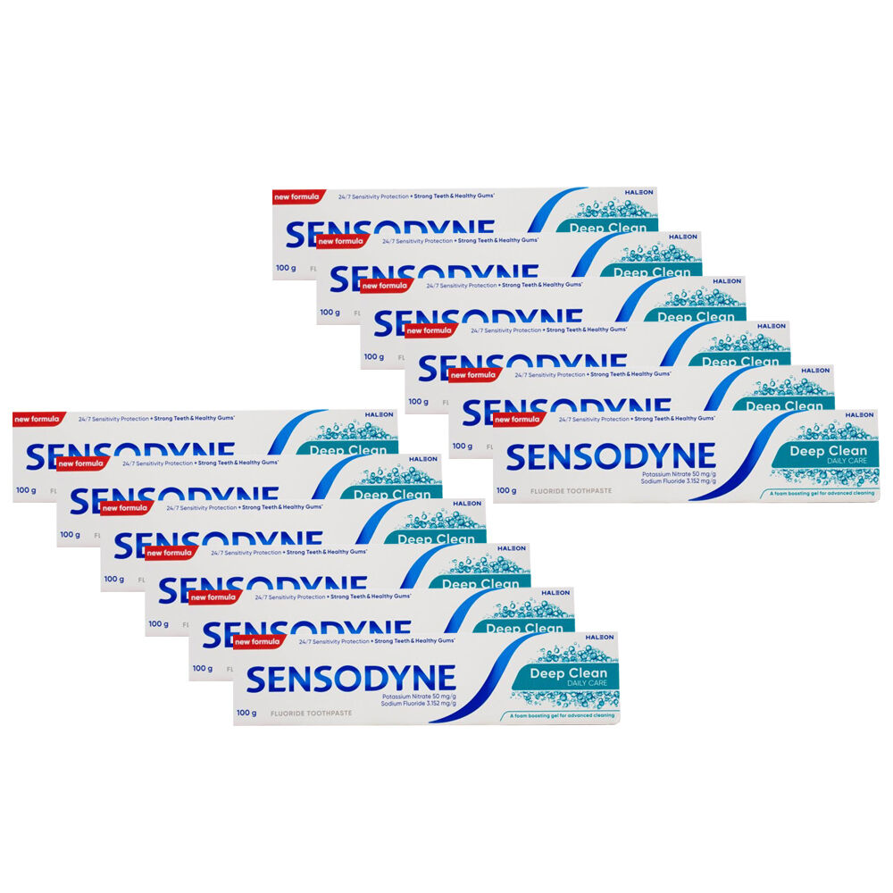 12PK Sensodyne Deep Clean Daily Care Fluoride Toothpaste 100g Sensitive Teeth