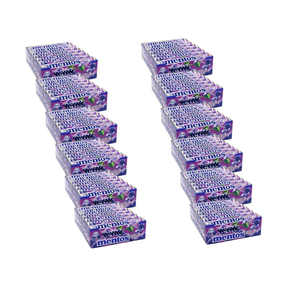 12x 14pc Mentos Grapes Candy Roll Lollies 29g Confectionery