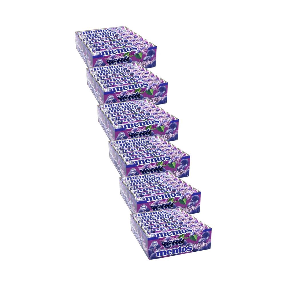 6x 14pc Mentos Grapes Candy Roll Lollies 29g Confectionery