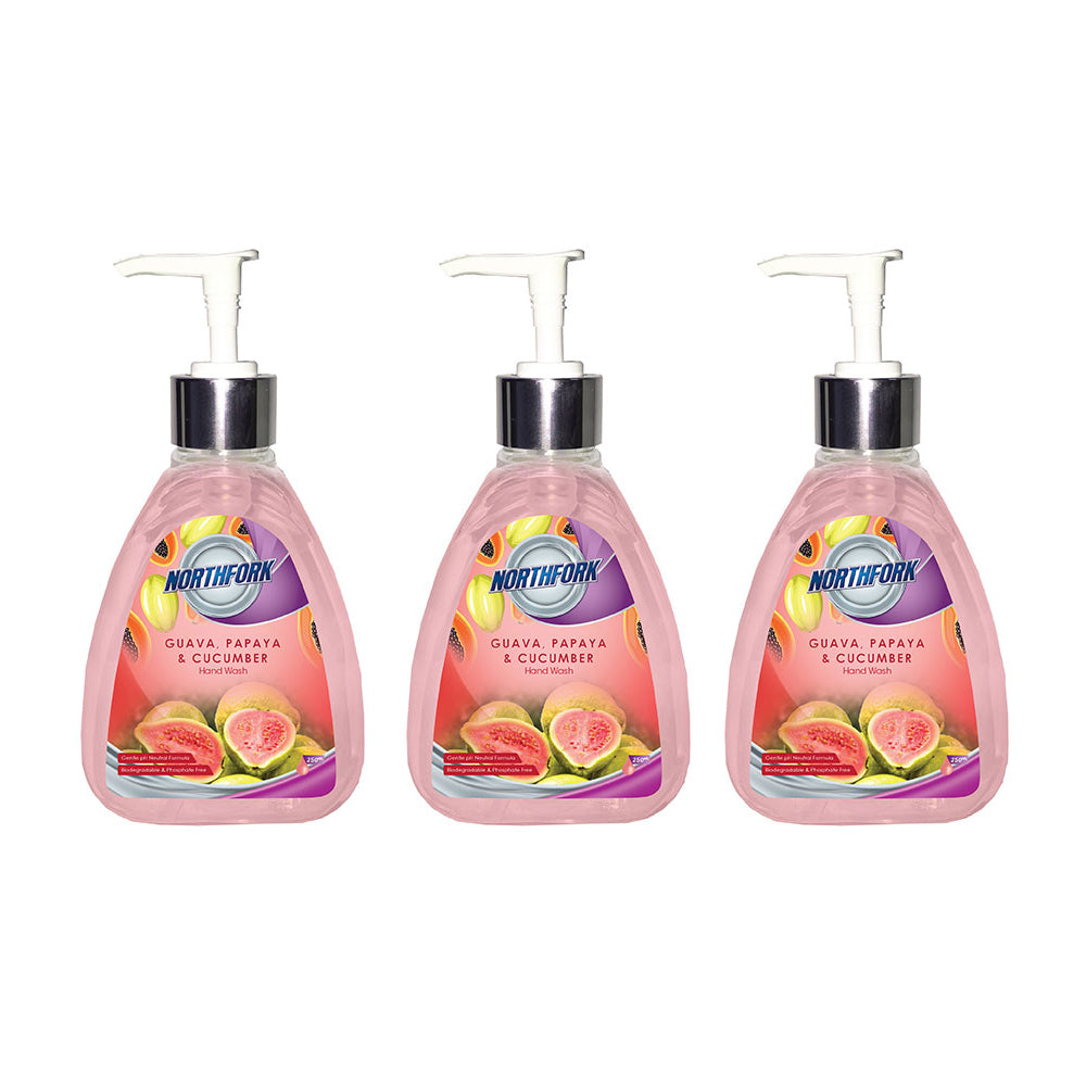 3x Northfork 250ml Guava, Papaya, Cucumber Hand Wash