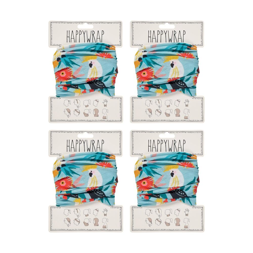 4PK Annabel Trends Happywrap Women's Hair Accessory 50x25cm Cockatoos