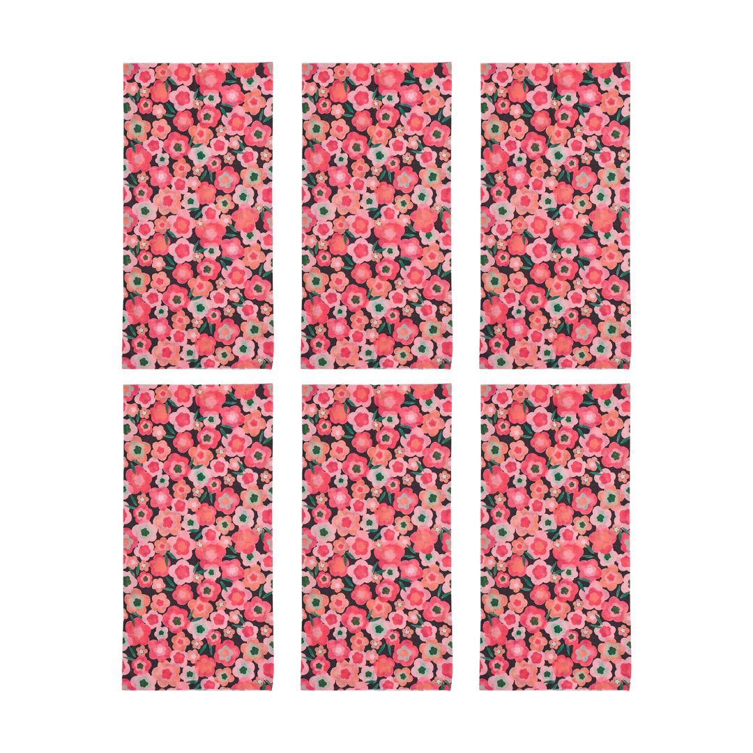 6PK Annabel Trends Happywrap Women's Bandana 50x25cm - Midnight Blooms