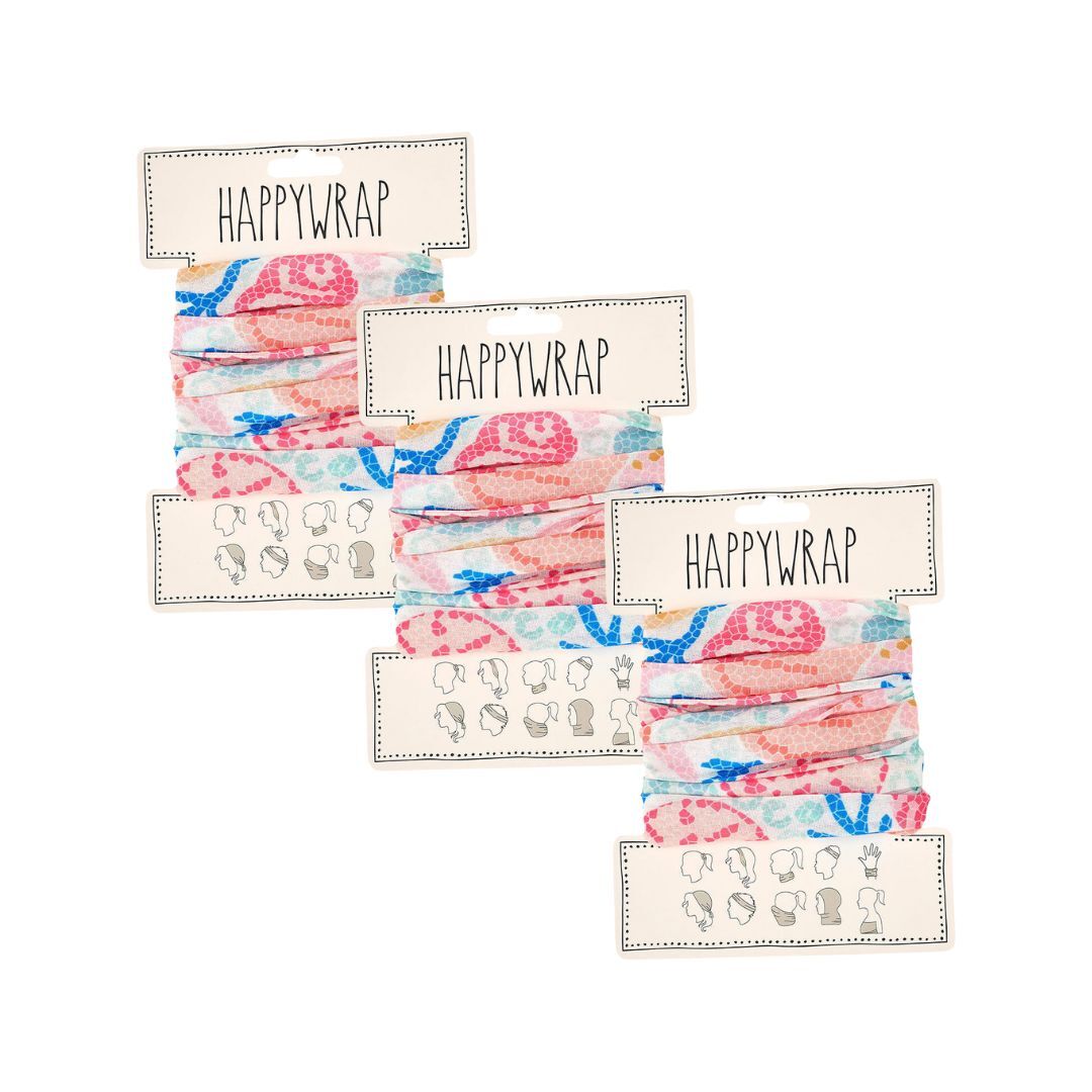 3PK Annabel Trends Happywrap Womens Multipurpose Bandana 50x25cm - Shelly Beach