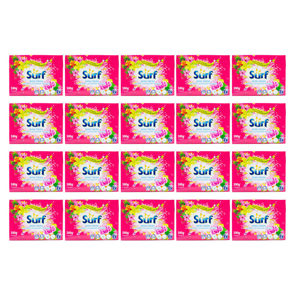 20PK Surf Stain Removal Laundry Detergent Powder Box 500G - Rose Fresh