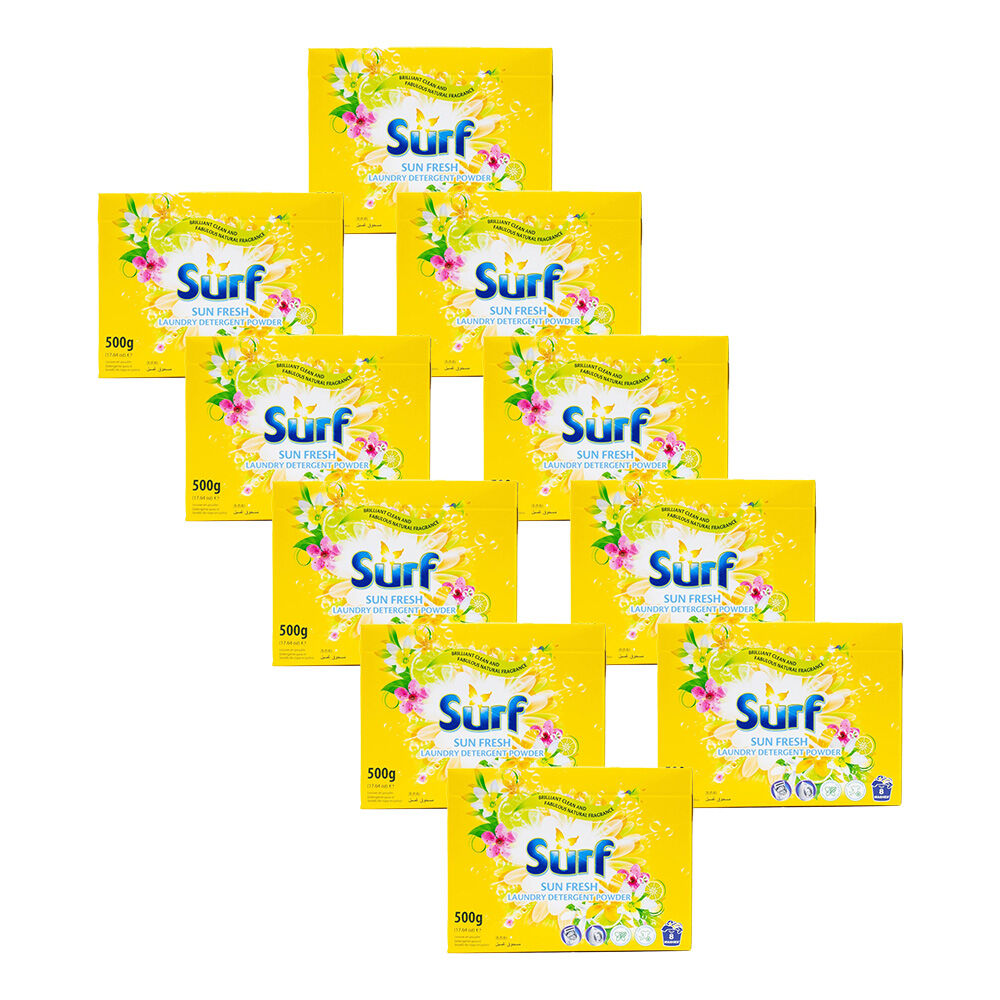 10PK Surf Stain Removal Laundry Detergent Powder Box 500G - Sun Fresh