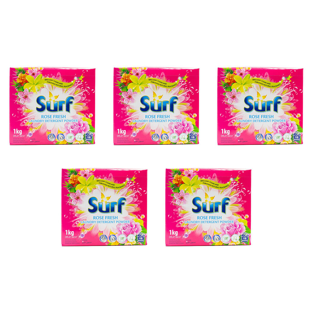 5PK Surf Laundry Stain Removal Detergent Powder 1kg - Rose Fresh