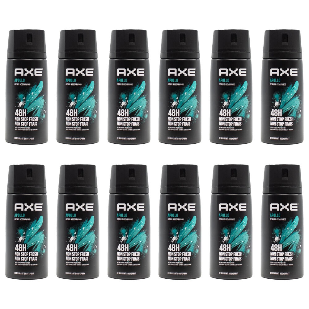 12PK Axe 150ml Deodorant Bodyspray 48hr Odour Protect For Men - Apollo
