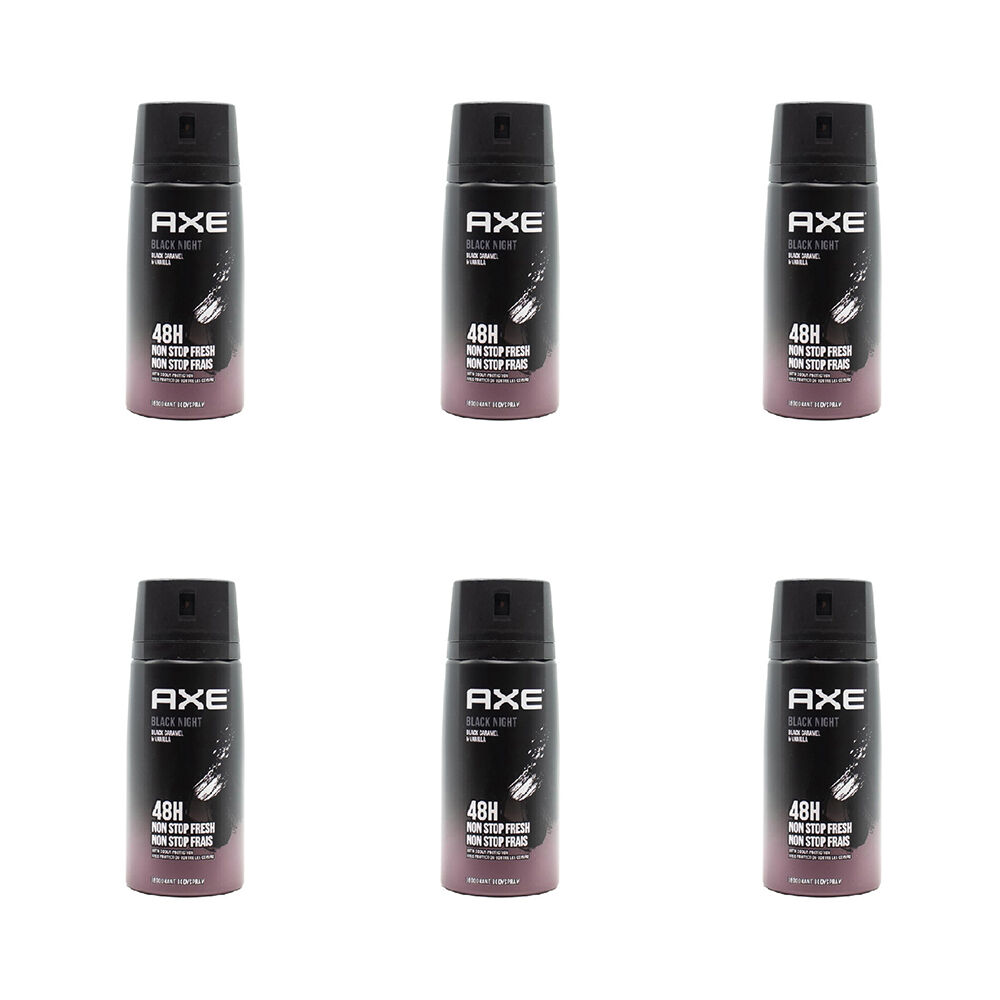 6PK Axe 150ml Deodorant Bodyspray 48hr For Men - Black Night