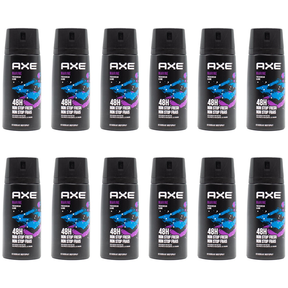 12PK Axe 150ml Deodorant Bodyspray 48hr Odour Protect For Men - Marine