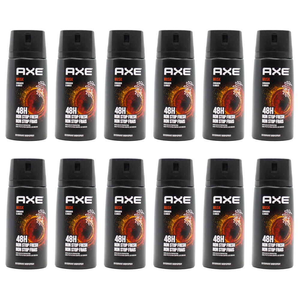 12PK Axe 150ml Deodorant Bodyspray 48hr Odour Protect For Men - Musk