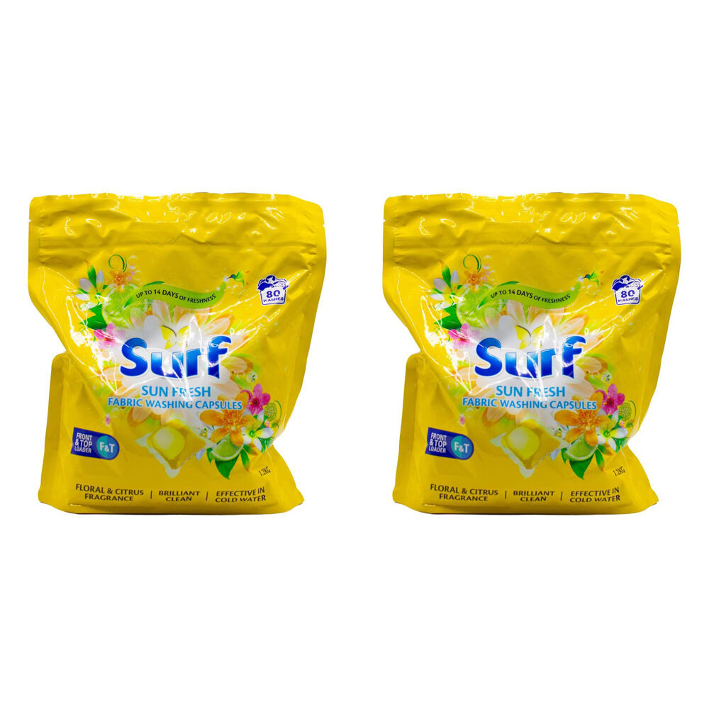 160pc Surf Fabric Washing Capsules Front & Top Loder - Sun Fresh