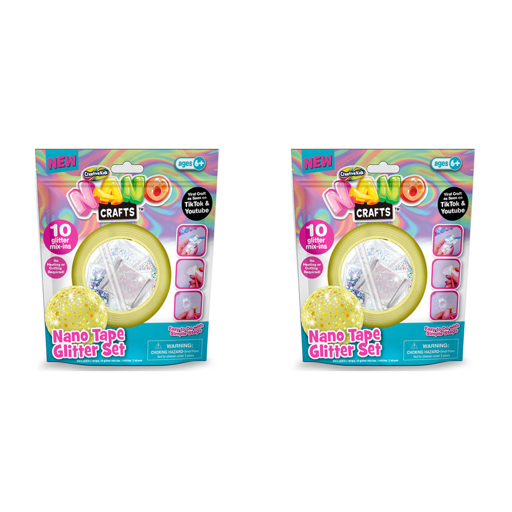 2PK Nano Crafts Glitter Tape Set Art Craft Kids Creative Toy 6y+ Yellow