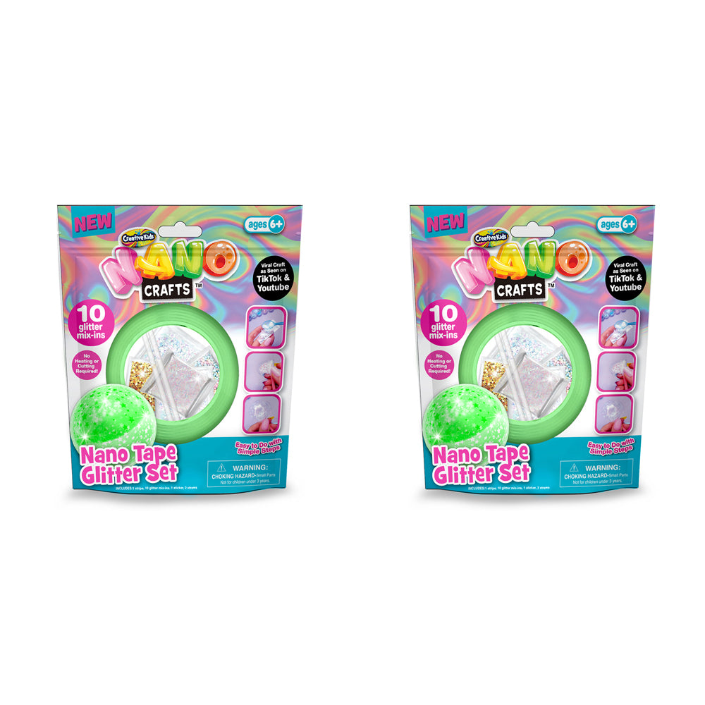 2PK Nano Crafts Glitter Tape Set Art Craft Kids Creative Toy 6y+ Green