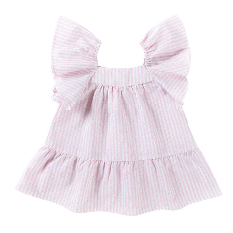 Ponchik Cotton Frill Sleeve Dress Fairy Floss Stripe Size 5y