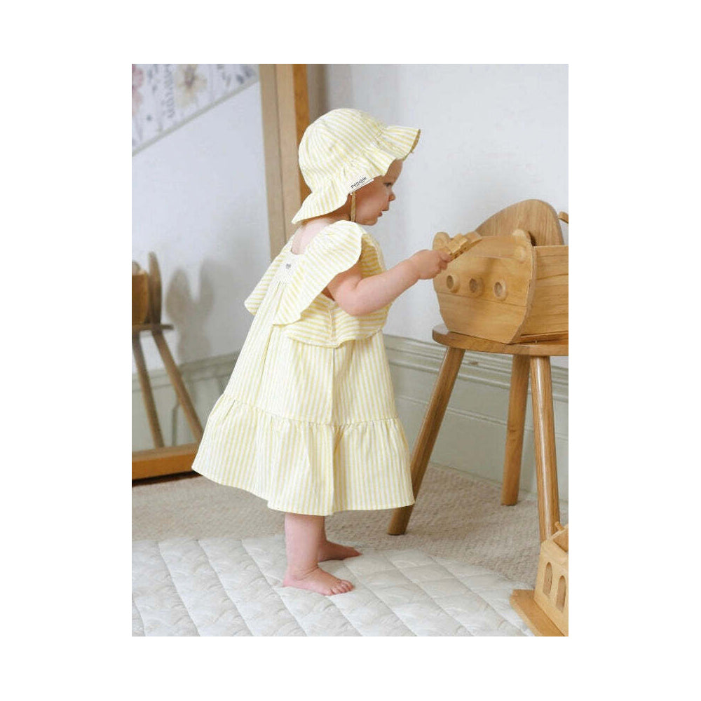 Ponchik Cotton Frill Sleeve Dress Sunshine Stripe Size 12-18m