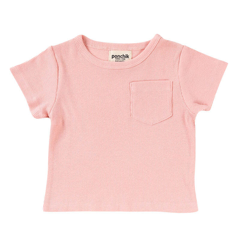 Ponchik Ribbed Cotton T Shirt Fairy Floss Size 2y