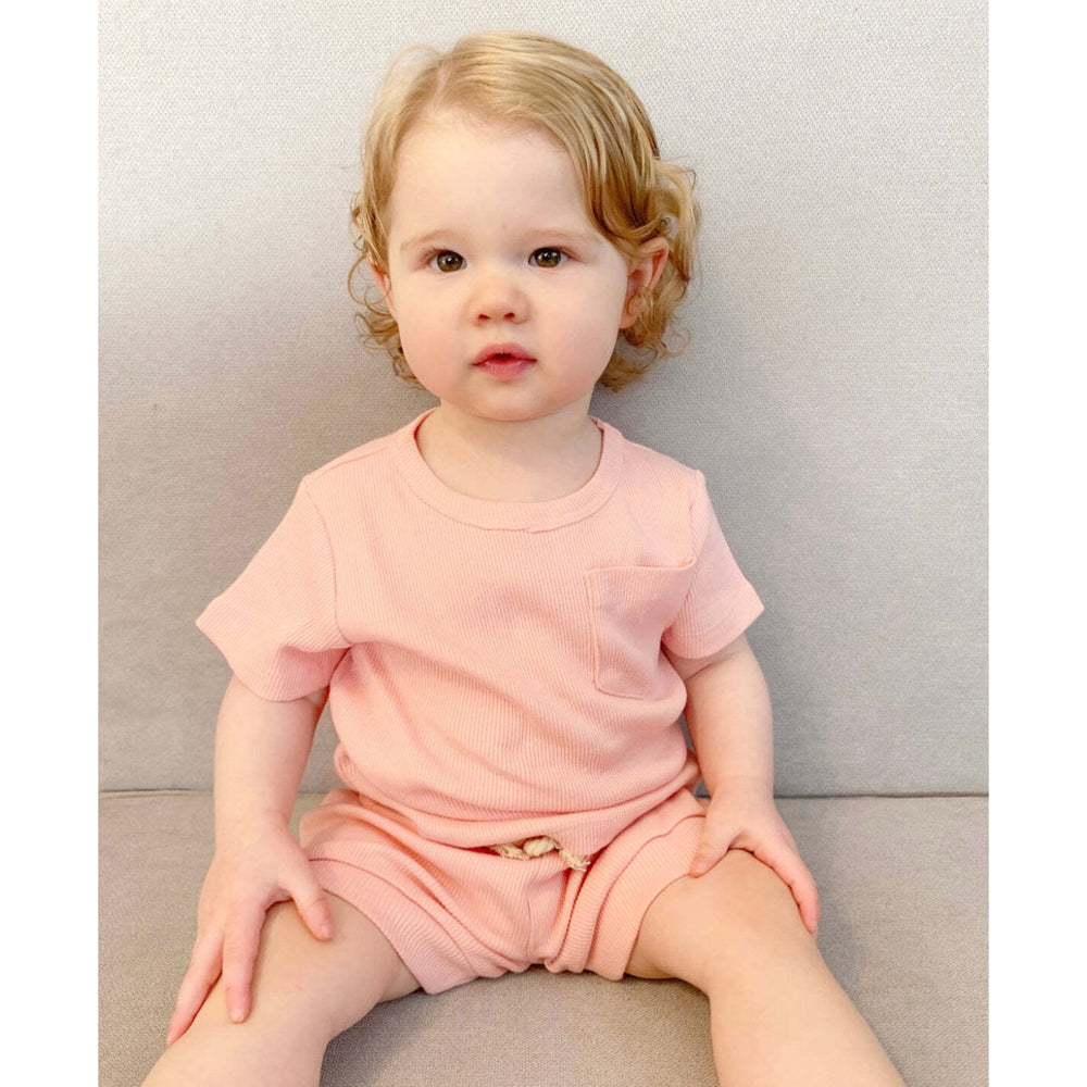 Ponchik Ribbed Cotton T Shirt Fairy Floss Size 2y