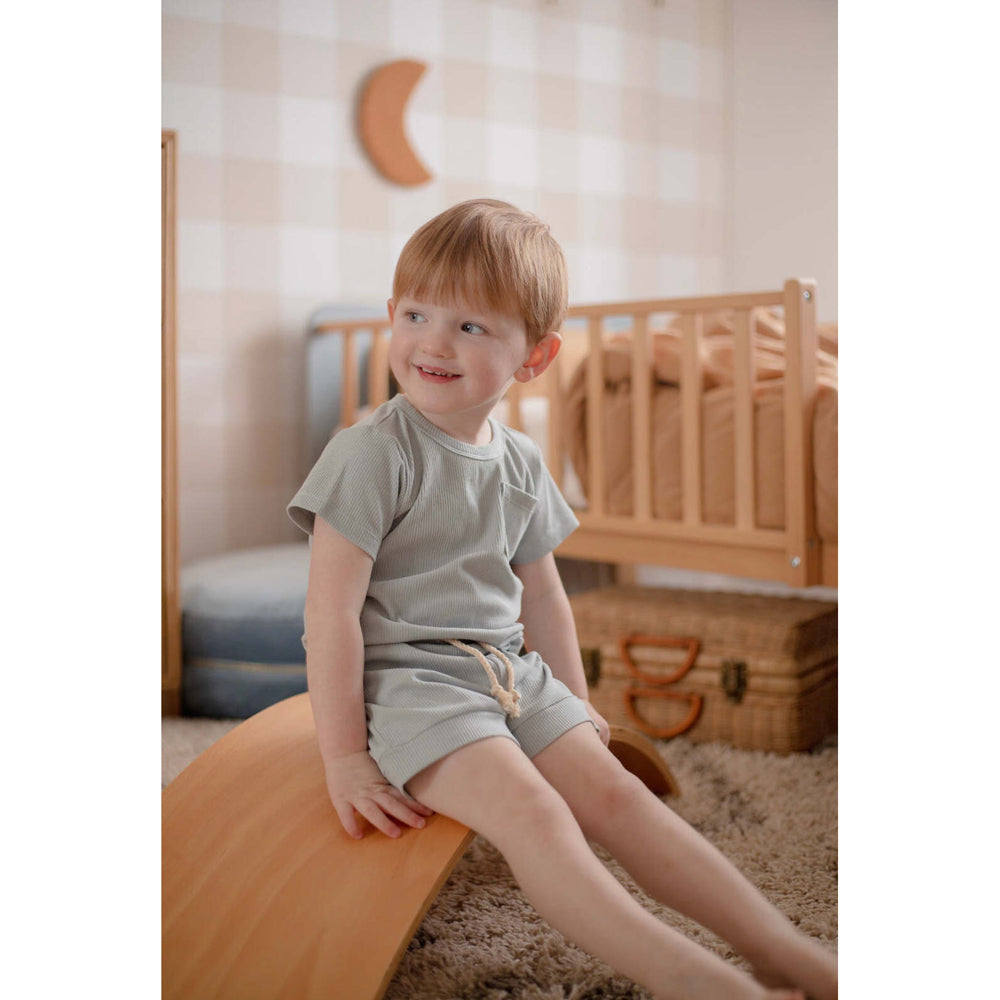 Ponchik Ribbed Cotton T Shirt Ocean Size 3-6m