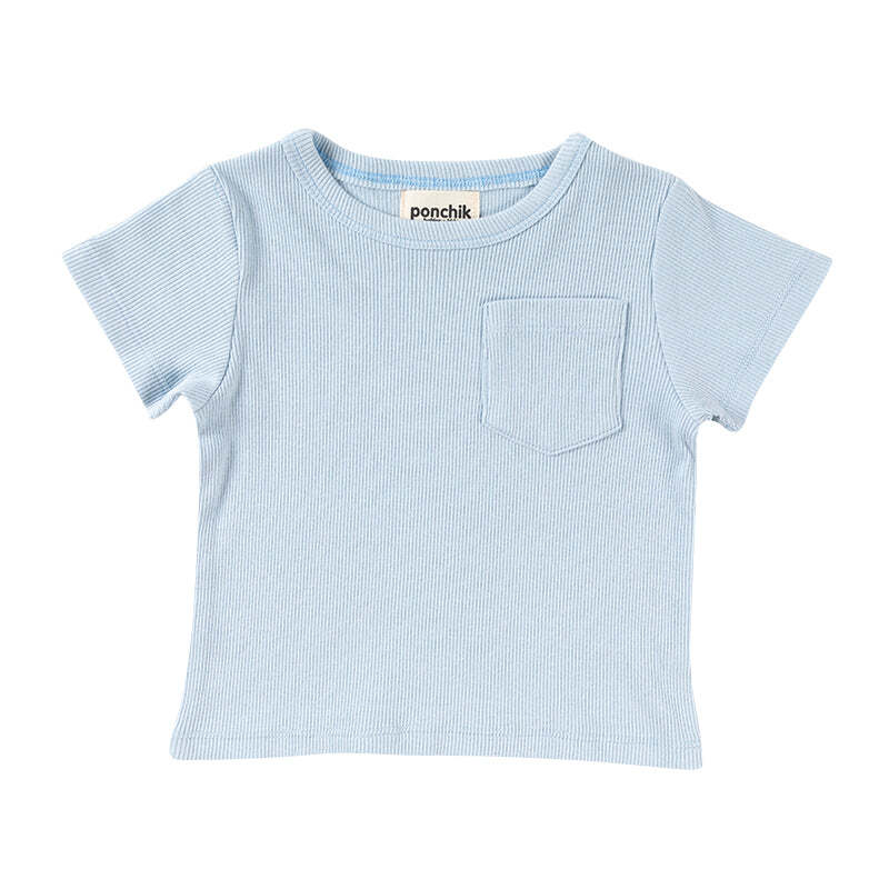 Ponchik Ribbed Cotton T Shirt Ocean Size 2y