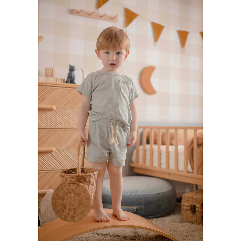 Ponchik Ribbed Cotton T Shirt Ocean Size 2y