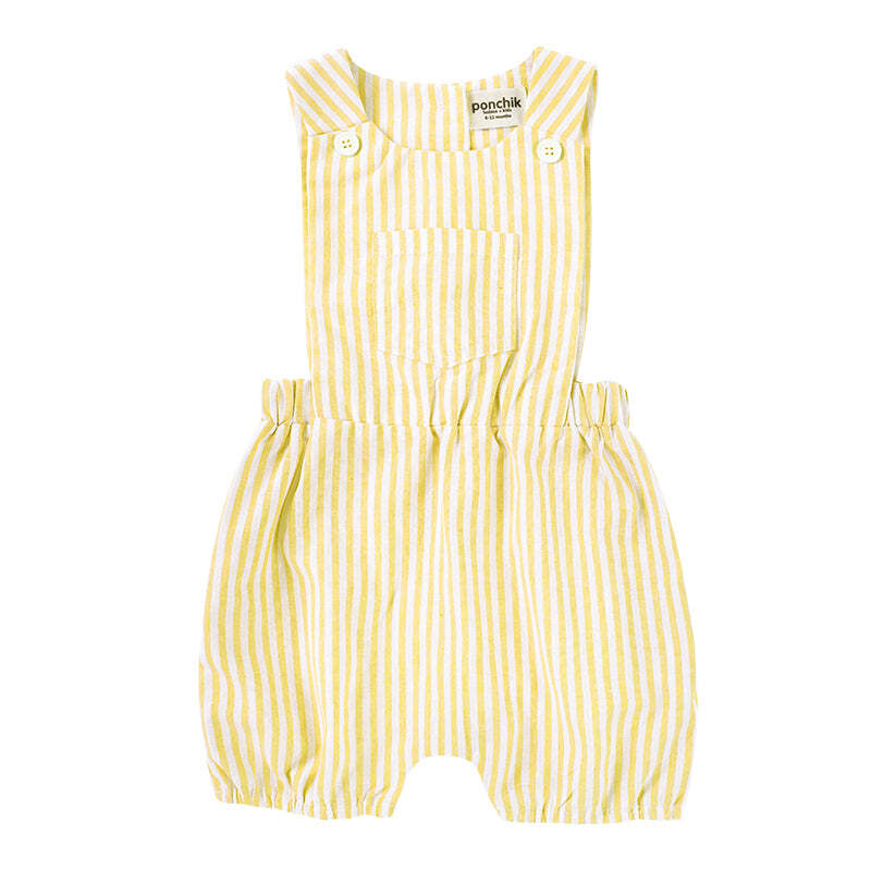 Ponchik Cotton Pinafore Overalls Sunshine Stripe Size 3-6m