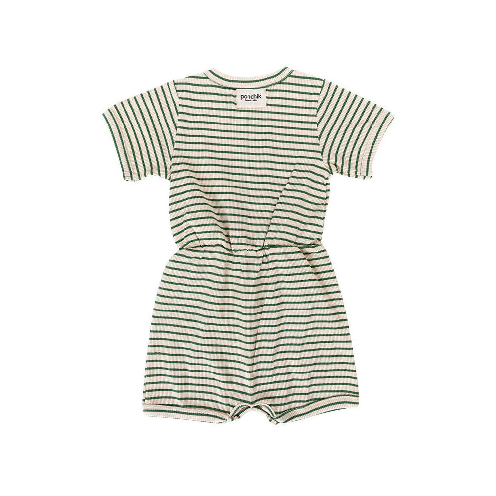 Ponchik Ribbed Cotton Romper Peacock Stripe Size 0-3m