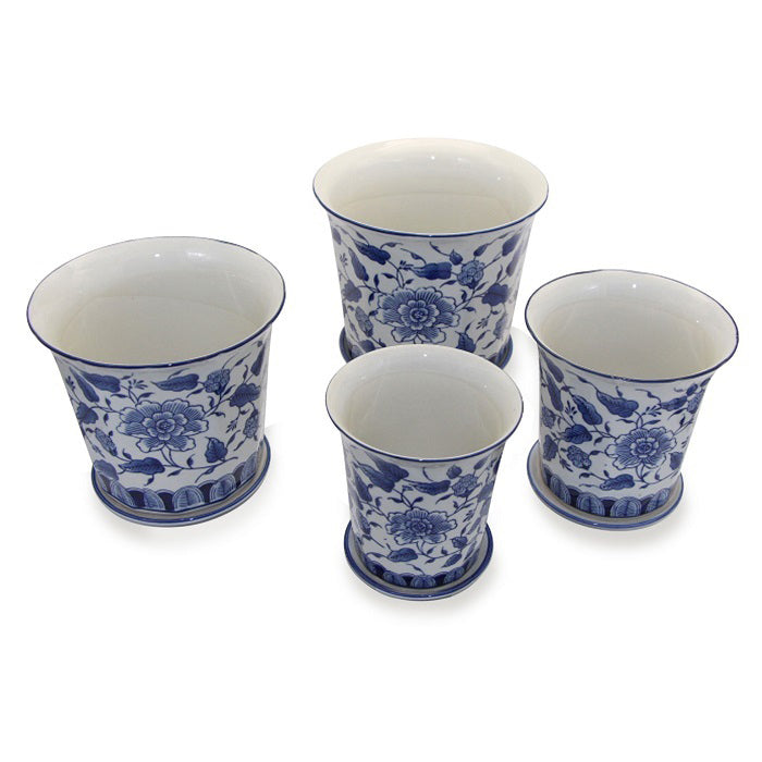 17437-4pc-fluted-ceramic-pot-planter-w-saucer-garden-decor-blue