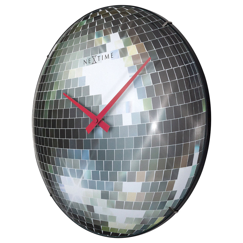 573293-nextime-disco-ball-silent-analogue-35cm-round-wall-clock-silver